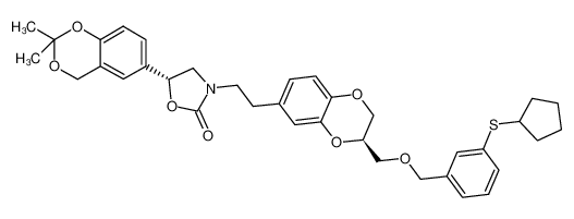 (5R)-3-{2-[(3R)-3-({[3-(cyclopentylthio)benzyl]oxy}methyl)-2,3-dihydro-1,4-benzodioxin-6-yl]ethyl}-5-(2,2-dimethyl-4H-1,3-benzodioxin-6-yl)-1,3-oxazolidin-2-one_686780-38-1