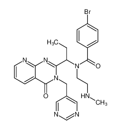 4-bromo-N-(2-(methylamino)ethyl)-N-(1-(4-oxo-3-(pyrimidin-5-ylmethyl)-3,4-dihydropyrido[2,3-d]pyrimidin-2-yl)propyl)benzamide_688049-88-9