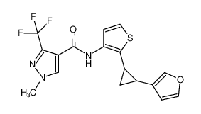 N-(2-(2-(furan-3-yl)cyclopropyl)thiophen-3-yl)-1-methyl-3-(trifluoromethyl)-1H-pyrazole-4-carboxamide_688322-40-9