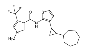 N-(3-(2-cycloheptylcyclopropyl)thiophen-2-yl)-1-methyl-4-(trifluoromethyl)-1H-pyrrole-3-carboxamide_688324-55-2