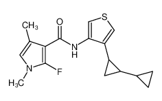 N-(4-([1,1'-bi(cyclopropan)]-2-yl)thiophen-3-yl)-2-fluoro-1,4-dimethyl-1H-pyrrole-3-carboxamide_688325-95-3