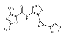 2,4-dimethyl-N-(2-(2-(thiophen-3-yl)cyclopropyl)thiophen-3-yl)thiazole-5-carboxamide_688326-82-1