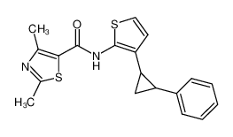 2,4-dimethyl-N-(3-(2-phenylcyclopropyl)thiophen-2-yl)thiazole-5-carboxamide_688327-43-7