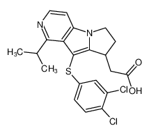 2-(9-((3,4-dichlorophenyl)thio)-1-isopropyl-7,8-dihydro-6H-pyrido[3,4-b]pyrrolizin-8-yl)acetic acid_688357-17-7