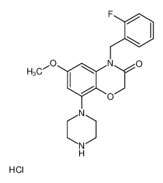 4-(2-fluoro-benzyl)-6-methoxy-8-piperazin-1-yl-4H-benzo[1,4]oxazin-3-one hydrochloride salt_688363-02-2