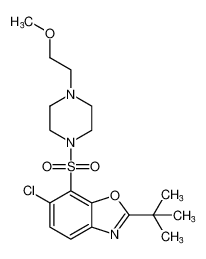 2-(tert-butyl)-6-chloro-7-((4-(2-methoxyethyl)piperazin-1-yl)sulfonyl)benzo[d]oxazole_688763-68-0