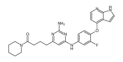 4-(6-((4-((1H-pyrrolo[2,3-b]pyridin-4-yl)oxy)-3-fluorophenyl)amino)-2-aminopyrimidin-4-yl)-1-(piperidin-1-yl)butan-1-one_688781-31-9