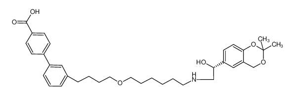 3'-{4-[(6-{[(2R)-2-(2,2-dimethyl-4H-1,3-benzodioxin-6-yl)-2-hydroxyethyl]amino}hexyl)oxy]butyl}-1,1'-biphenyl-4-carboxylic acid_688798-41-6