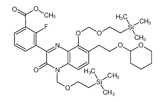 methyl 2-fluoro-3-(3-oxo-7-(2-((tetrahydro-2H-pyran-2-yl)oxy)ethyl)-8-((2-(trimethylsilyl)ethoxy)methoxy)-4-((2-(trimethylsilyl)ethoxy)methyl)-3,4-dihydroquinoxalin-2-yl)benzoate_688809-12-3
