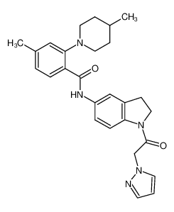 4-methyl-2-(4-methyl-1-piperidinyl)-N-[1-(1H-pyrazol-1-ylacetyl)-2,3-dihydro-1H-indol-5-yl]benzamide_689160-34-7