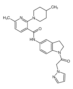 6-methyl-2-(4-methyl-1-piperidinyl)-N-[1-(1H-pyrazol-1-ylacetyl)-2,3-dihydro-1H-indol-5-yl]nicotinamide_689160-39-2
