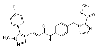 methyl (E)-1-(4-(3-(5-(4-fluorophenyl)-1-methyl-1H-pyrazol-4-yl)acrylamido)benzyl)-1H-1,2,4-triazole-5-carboxylate_689249-79-4