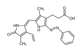 3-(4-methyl-5-((E)-(4-methyl-5-oxo-3-vinyl-1,5-dihydro-2H-pyrrol-2-ylidene)methyl)-2-((E)-phenyldiazenyl)-1H-pyrrol-3-yl)propanoic acid_69009-95-6