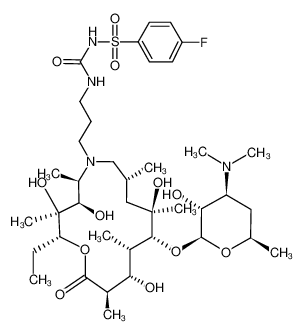 5-O-desosaminyl-9-deoxo-9-dihydro-9a-N-[N'-(4-fluorobenzenesulfonyl) carbamoyl-γ-aminopropyl]-9a-aza-9a-homoerithronolide A_690255-30-2