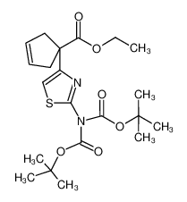 ethyl 1-(2-bis-boc-amino-thiazol-4-yl)-3-cyclopentenecarboxylate_690653-89-5