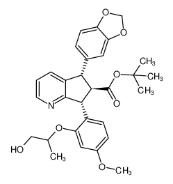 tert-butyl (5S,6R,7R)-5-(benzo[d][1,3]dioxol-5-yl)-7-(2-((1-hydroxypropan-2-yl)oxy)-4-methoxyphenyl)-6,7-dihydro-5H-cyclopenta[b]pyridine-6-carboxylate_690657-50-2