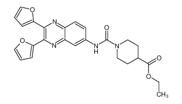 Ethyl 1-[[2,3-bis(2-furyl)quinoxalin-6-yl]carbamoyl]piperidine-4-carboxylate_690673-64-4