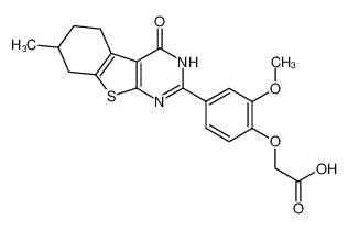 2-(2-methoxy-4-(7-methyl-4-oxo-3,4,5,6,7,8-hexahydrobenzo[4,5]thieno[2,3-d]pyrimidin-2-yl)phenoxy)acetic acid_690685-22-4