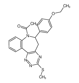 1-(6-(4-ethoxyphenyl)-3-(methylthio)-5,6-dihydro-7H-benzo[b][1,2,4]triazino[6,5-d]azepin-7-yl)ethan-1-one_691354-45-7