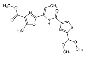 2-[1-(2-dimethoxymethyl-thiazole-4-carbonylamino)-propenyl]-5-methyl-oxazole-4-carboxylic acid methyl ester_69138-87-0