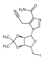 5-cyanomethyl-1-(5-iodo-O2,O3-isopropylidene-β-D-5-deoxy-ribofuranosyl)-1H-imidazole-4-carboxylic acid amide_69160-48-1
