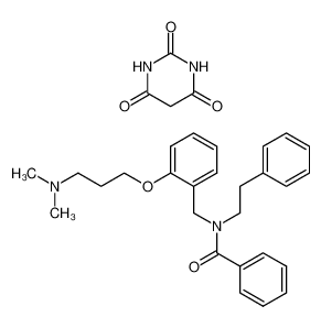 N-[2-(3-Dimethylamino-propoxy)-benzyl]-N-phenethyl-benzamide; compound with pyrimidine-2,4,6-trione_69181-37-9