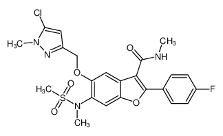 5-((5-chloro-1-methyl-1H-pyrazol-3-yl)methoxy)-2-(4-fluorophenyl)-N-methyl-6-(N-methylmethylsulfonamido)benzofuran-3-carboxamide_691856-20-9