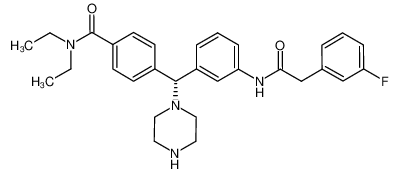 (R)-N,N-diethyl-4-((3-(2-(3-fluorophenyl)acetamido)phenyl)(piperazin-1-yl)methyl)benzamide_691878-04-3