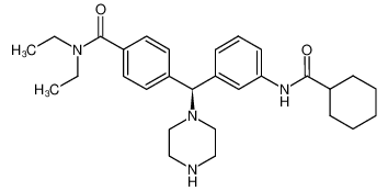 4-[(S)-{3-[(cyclohexylcarbonyl)amino]phenyl}(piperazin-1-yl)methyl]-N,N-diethylbenzamide_691878-53-2