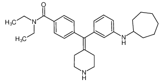 4-((3-(cycloheptylamino)phenyl)(piperidin-4-ylidene)methyl)-N,N-diethylbenzamide_692245-47-9