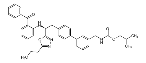 isobutyl (S)-((4'-(2-((2-benzoylphenyl)amino)-2-(5-propyl-1,3,4-oxadiazol-2-yl)ethyl)-[1,1'-biphenyl]-3-yl)methyl)carbamate_692257-91-3