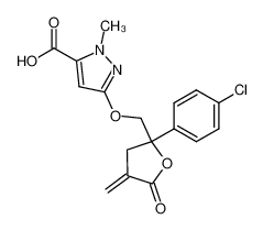 5-[2-(4-Chloro-phenyl)-4-methylene-5-oxo-tetrahydro-furan-2-ylmethoxy]-2-methyl-2H-pyrazole-3-carboxylic acid_692259-28-2