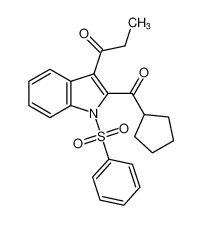 1H-Indole, 2-(cyclopentylcarbonyl)-3-(1-oxopropyl)-1-(phenylsulfonyl)-_692259-52-2