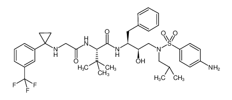 (S)-N-((2S,3R)-4-((4-amino-N-isobutylphenyl)sulfonamido)-3-hydroxy-1-phenylbutan-2-yl)-3,3-dimethyl-2-(2-((1-(3-(trifluoromethyl)phenyl)cyclopropyl)amino)acetamido)butanamide_692737-39-6