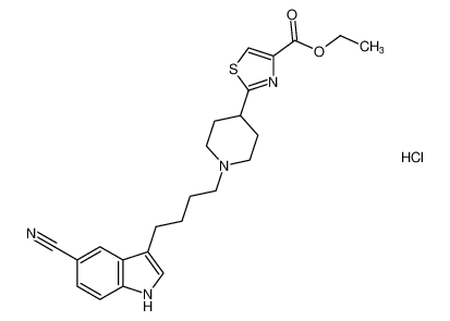 ethyl 2-(1-(4-(5-cyano-1H-indol-3-yl)butyl)piperidin-4-yl)thiazole-4-carboxylate hydrochloride_692756-89-1