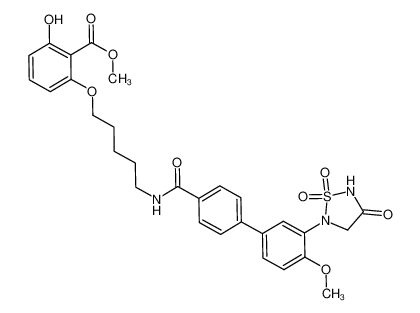 5-(4-methoxy-4'-{N-[5-(3-hydroxy-2-methoxycarbonylphenoxy)pentyl]carbamoyl}-1,1'-biphenyl-3-yl)-1,2,5-thiadiazolidin-3-one 1,1-dioxide_692765-74-5