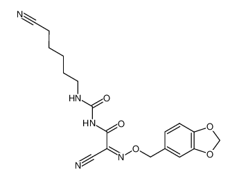 1-{2-[(Z)-Benzo[1,3]dioxol-5-ylmethoxyimino]-2-cyano-acetyl}-3-(5-cyano-pentyl)-urea_69319-14-8