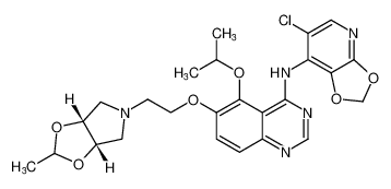 rel-6-chloro-N-(5-isopropoxy-6-(2-((3aR,6aS)-2-methyltetrahydro-5H-[1,3]dioxolo[4,5-c]pyrrol-5-yl)ethoxy)quinazolin-4-yl)-[1,3]dioxolo[4,5-b]pyridin-7-amine_693272-25-2