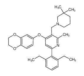 6-(2,6-diethyl-phenyl)-4-(2,3-dihydro-benzo[1,4]dioxin-6-yloxy)-3-(3,3-dimethyl-piperidin-1-ylmethyl)-2-methyl-pyridine_693277-00-8