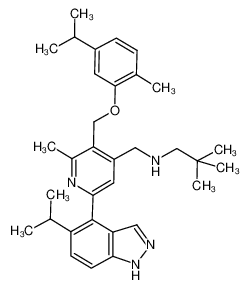 (2,2-dimethyl-propyl)-[6-(5-isopropyl-1H-indazol-4-yl)-3-(5-isopropyl-2-methyl-phenoxymethyl)-2-methyl-pyridin-4-ylmethyl]-amine_693278-29-4