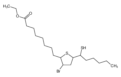 8-[3-Bromo-5-(1-mercapto-hexyl)-tetrahydro-thiophen-2-yl]-octanoic acid ethyl ester_69368-19-0