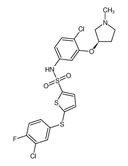 (R)-N-(4-chloro-3-((1-methylpyrrolidin-3-yl)oxy)phenyl)-5-((3-chloro-4-fluorophenyl)thio)thiophene-2-sulfonamide_694471-33-5