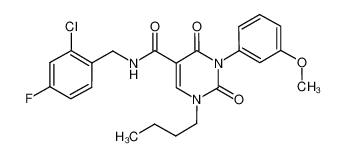 1-butyl-N-(2-chloro-4-fluorobenzyl)-3-(3-methoxyphenyl)-2,4-dioxo-1,2,3,4-tetrahydropyrimidine-5-carboxamide_694480-26-7
