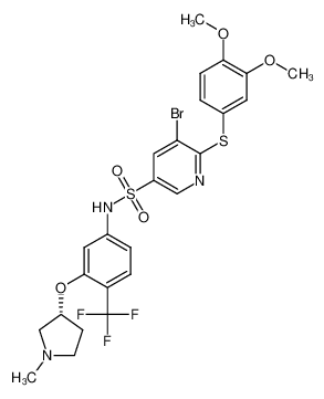 (R)-5-bromo-6-((3,4-dimethoxyphenyl)thio)-N-(3-((1-methylpyrrolidin-3-yl)oxy)-4-(trifluoromethyl)phenyl)pyridine-3-sulfonamide_694514-63-1