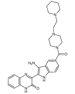 3-(3-amino-5-(4-(2-(piperidin-1-yl)ethyl)piperazine-1-carbonyl)-1H-indol-2-yl)quinoxalin-2(1H)-one_694529-83-4