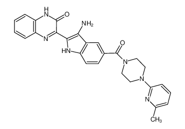 3-(3-amino-5-(4-(6-methylpyridin-2-yl)piperazine-1-carbonyl)-1H-indol-2-yl)quinoxalin-2(1H)-one_694530-92-2
