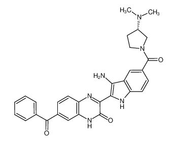 (S)-3-(3-amino-5-(3-(dimethylamino)pyrrolidine-1-carbonyl)-1H-indol-2-yl)-7-benzoylquinoxalin-2(1H)-one_694532-29-1