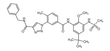 1-[5-(5-tert-butyl-3-methanesulfonylamino-2-methoxy-phenylcarbamoyl)-2-methyl-phenyl]-1H-1,2,3-triazole-4-carboxylic Acid Benzylamide_695178-08-6