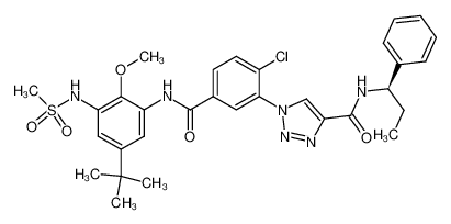 1-[5-(5-tert-butyl-3-methanesulfonylamino-2-methoxy-phenylcarbamoyl)-2-chloro-phenyl]-1H-1,2,3-triazole-4-carboxylic acid ((R)-1-phenyl-propyl)-amide_695178-14-4