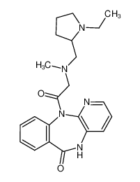 11-[N-(1-ethyl-pyrrolidin-2-ylmethyl)-N-methyl-glycyl]-5,11-dihydro-benzo[e]pyrido[3,2-b][1,4]diazepin-6-one_69549-15-1